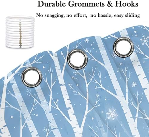Deer Birch Tree Shower Curtain Winter Woodland Forest Bath Curtain 72x78in