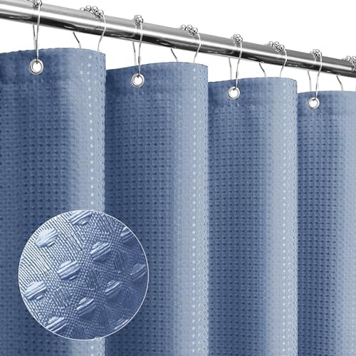 Gibelle Moonlight Blue Cloth-Textured Shower Curtain, Hotel Style, 72 X 72