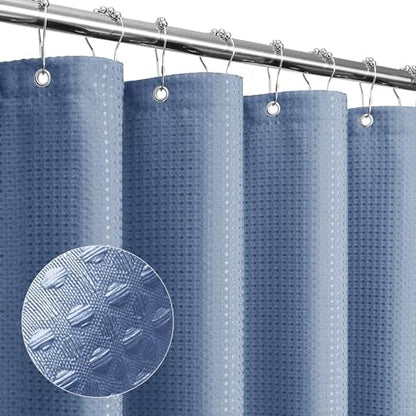 Gibelle Moonlight Blue Cloth-Textured Shower Curtain, Hotel Style, 72 X 72