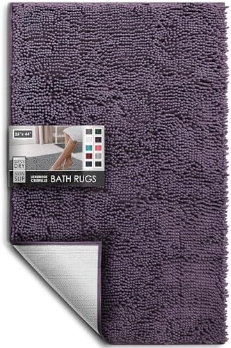Hearth & Harbor Bathroom Rugs, Chenille Bath Mat - Machine Washable Bath Mats for Bathroom Non-Slip Backing Rubber, Quick Dry Bathroom Mat