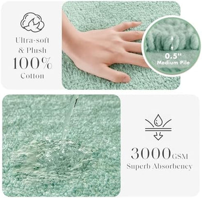 Madison Park Splendor Reversible 100% Cotton Bath Runner, 24 x 72, Green