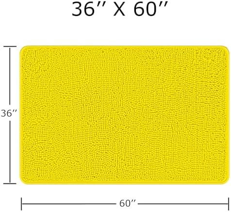 Yeaban Chenille Yellow Bathroom Rug 36"x60",Non-Slip Rubber Backing