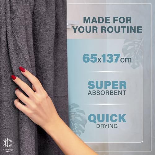 Luxe 2-Piece Bath Towel Set – Large Soft Cotton Towels, Absorbent, Durable & Skin-Friendly, Machine Washable, 27 x 54 in (Dark Grey)