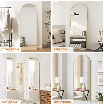 Arched Full Length Mirror, 70"x24" Standing Body Mirror for Wall, Gold