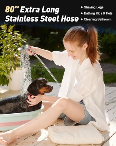 FASDUNT High Pressure Handheld Shower Head with Hose, Brushed Nickel