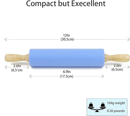 Silicone Rolling Pin for Baking Non-stick Rolling Pin Dough Roller Wooden Handle Kitchen Accessories Pastry Roller