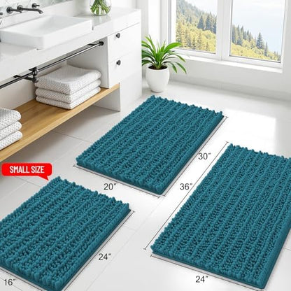 Smiry Bathroom Rugs 34X21, Extra Soft Rubber Backing Chenille Bath Mats