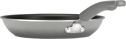 Rachael Ray Cookware Classic Brights Hard Enamel Aluminum Nonstick Cookware Set, 14-Piece, Sea Salt Gray