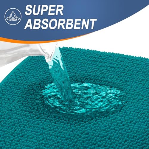 OLANLY Memory Foam Bathroom Runner Rug 44x24, Absorbent Long Mat, Deep Lake