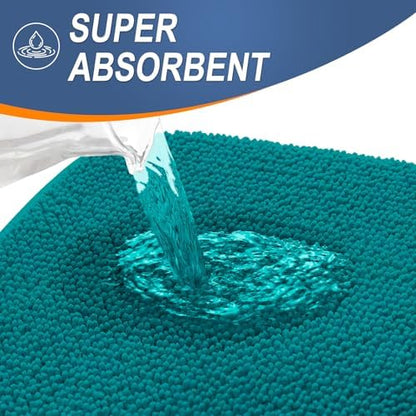 OLANLY Memory Foam Bathroom Runner Rug 44x24, Absorbent Long Mat, Deep Lake