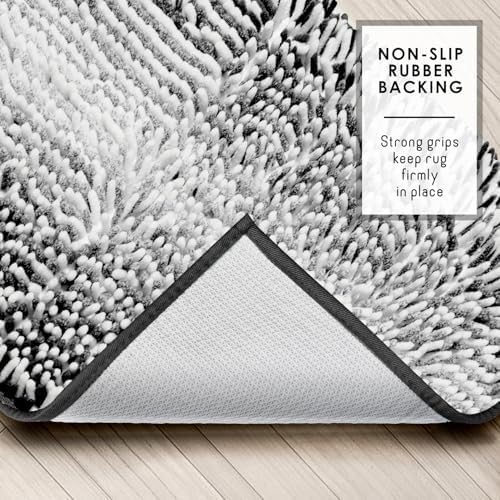 Hearth & Harbor Bathroom Rugs, Chenille Bath Mat - Machine Washable Bath Mats for Bathroom Non-Slip Backing Rubber, Quick Dry Bathroom Mat, 26 x 44 - Ombre Black