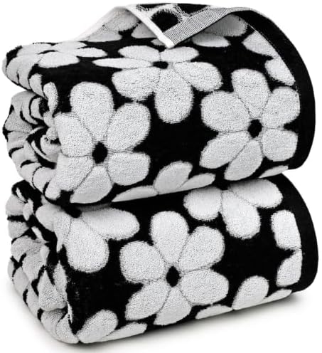 Black Bath Towels Set of 2, Super Soft & Quick Drying 27.5x55 Inches