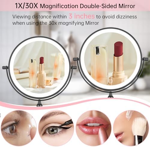 FUNTOUCH 5000mAh Rechargeable Wall Mounted Lighted Makeup Mirror 1X30X