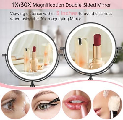 FUNTOUCH 5000mAh Rechargeable Wall Mounted Lighted Makeup Mirror 1X30X