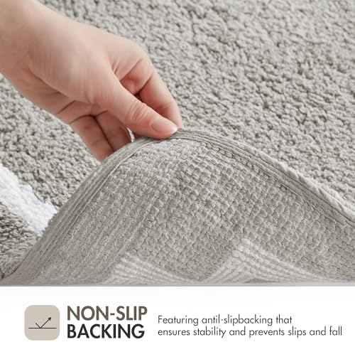 Madison Park Evan 100% Cotton Bath Runner Plush Absorbent, 24" x 72", Grey