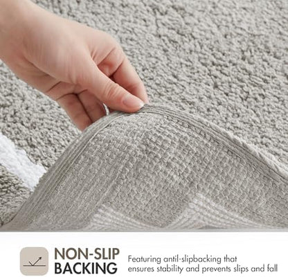 Madison Park Evan 100% Cotton Bath Runner Plush Absorbent, 24" x 72", Grey