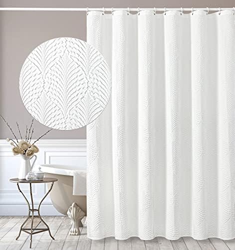 Gibelle 72x84 Extra Long Shower Curtain, White 3D Embossed Half Bath Curtain