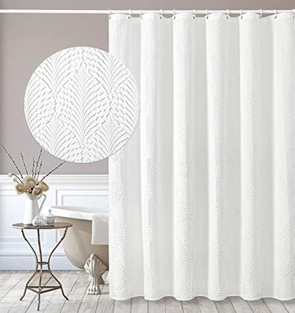 Gibelle 72x84 Extra Long Shower Curtain, White 3D Embossed Half Bath Curtain