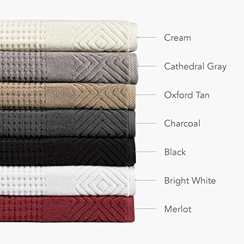 Texere 100% Organic Cotton Diamond Jacquard 700 GSM Luxury Bath Towel Sets - Ultra Soft and Absorbent Hotel and Spa Quality (Diamond, Bright White, 2 Hand & 2 Wash Towels)