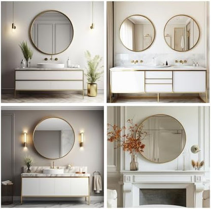 Sunniry Big Circle Mirror 36 inch, Gold Round Mirror, Brushed Metal Frame