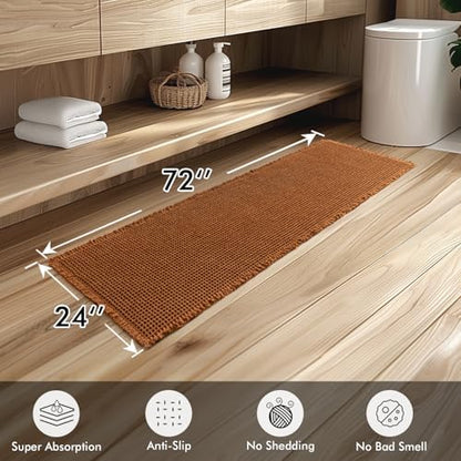 MIULEE Set of 2 Waffle Bathroom Runner Rugs Caramel 2'x6'(24"x72")