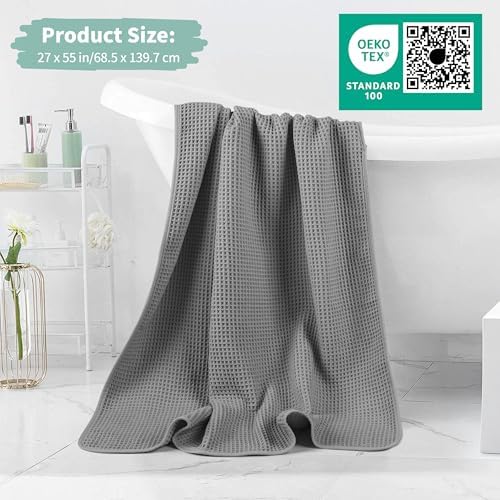 Microfiber Waffle Bath Towels, 4 Pieces, Soft, Absorbent, Fast Drying, Lint Free 430 GSM (27''x55''/68.58 cm x139.7 cm)