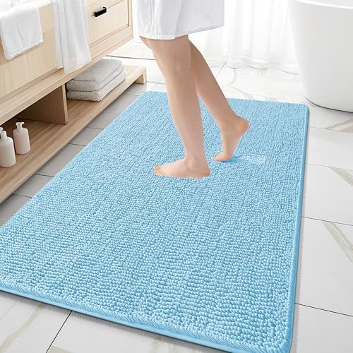 OLANLY Large Bathroom Rugs 59x35, Extra Soft Absorbent Chenille Bath Rugs