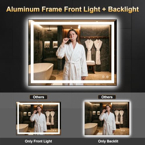 LED Bathroom Mirror with Light, 30x40 Vanity Mirror for Wall with Frame