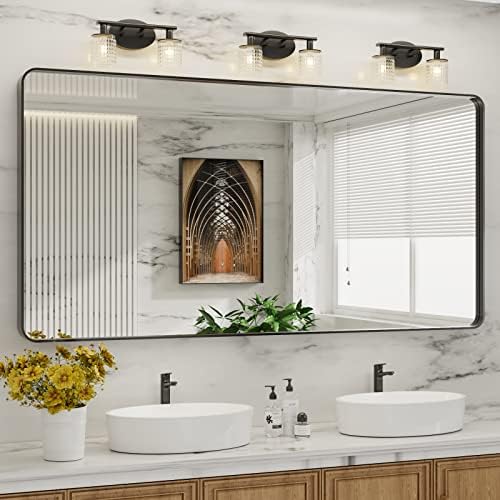 LOAAO 72X32 Inch Black Bathroom Mirror Metal Framed