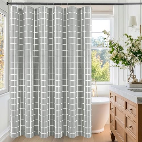 Fabric Farmhouse Shower Curtain-Extra Long Cloth Shower Curtains Bathroom