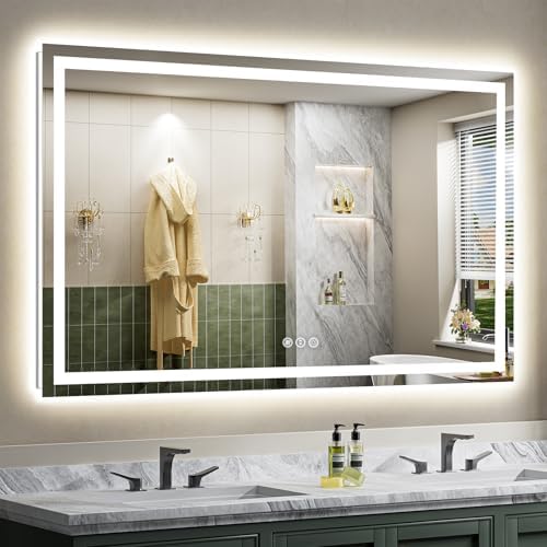 Briivue 68x36 Inch LED Bathroom Mirror with Lights, Backlit & Front Lit