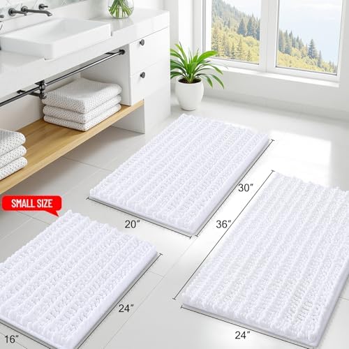Smiry Bathroom Rugs 30X20, Extra Soft Rubber Backing Chenille Bath Mats
