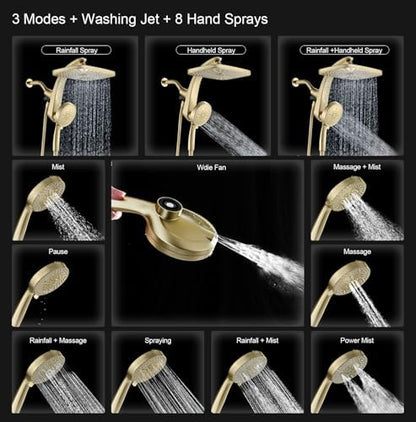 Rain Shower Head with Handheld Showerhead, Glod 1.75GPM 460311