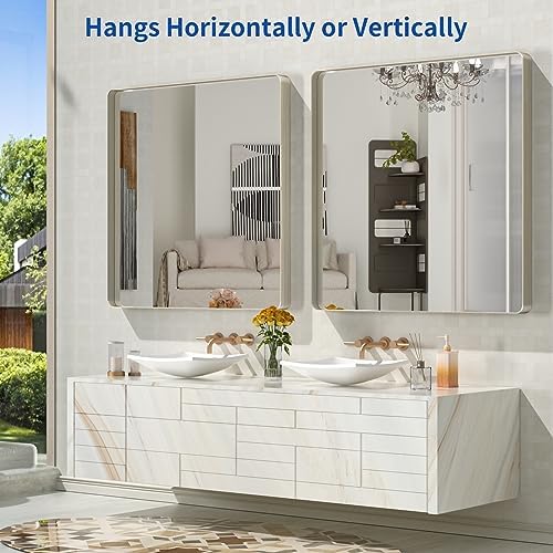 WEER Brushed Nickel Bathroom Vanity Mirror 36X36 Inch