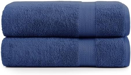 LANE LINEN Bath Sheet Set 100% Cotton 2 Pack Oversized Soft - Navy