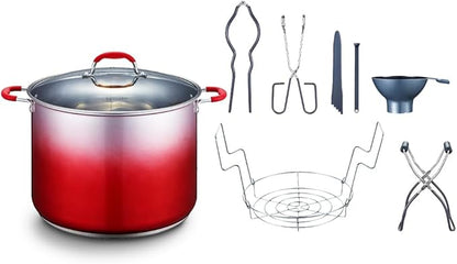 CONCORD 20 Quart Stainless Steel Canning Pot Set. Includes Canning Rack, Tongs, Jar Lifter, Funnel, Wrench, Lid Lifter, Mixer/Measurer (Induction Compatible)