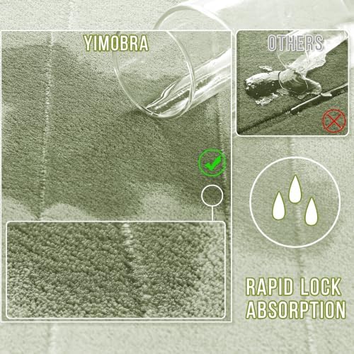 Yimobra Memory Foam Toilet Bath Mat U-Shaped, Soft and Comfortable, Super Water Absorption, Non-Slip, Thick, Machine Wash & Easier to Dry for Bathroom Commode Contour Rug, 24 X 20 Inches, Sage Green