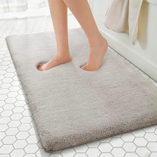 MINIDEAR Bathroom Rugs 60x24 Tan - Thick Memory Foam Bath Mat, Ultra Soft & Plush Fluffy, Non-Slip, Quick Dry, Absorbent Washable Floor Microfiber Mat for Tub, Home Decor Accessories