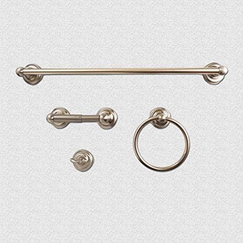 SENTO ROBIKI Modern Nickel Bathroom Hardware Accessories Set, Includes Robe Hook, Toilet Paper Holder, Towel Ring, 24" Towel Bar, Duty Metal Bath Hardware Set Wall Mounted(4-Piece, Satin Nickel)