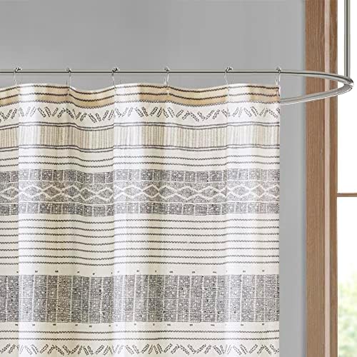 INK+IVY Cody Shower Curtain for Bathroom, Cotton, 72 x 72, Gray/Yellow