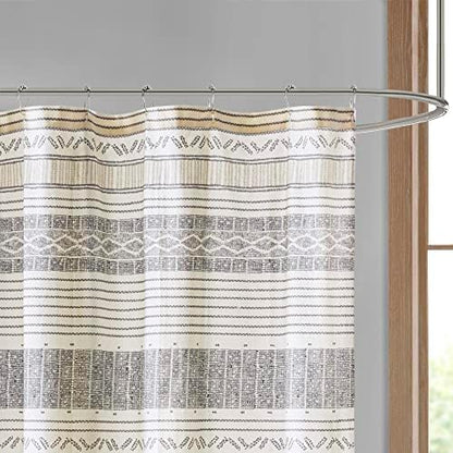 INK+IVY Cody Shower Curtain for Bathroom, Cotton, 72 x 72, Gray/Yellow