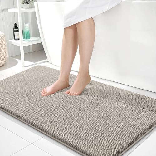 OLANLY Memory Foam Bathroom Runner Rugs 44x24, Long Bath Mats, Warm Taupe