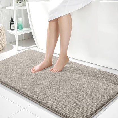 OLANLY Memory Foam Bathroom Runner Rugs 44x24, Long Bath Mats, Warm Taupe