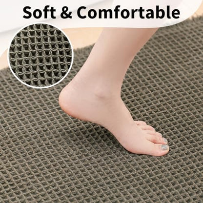 Waffle Bath Mat, Boho Bathroom Rugs Non Slip Washable, 24" x 36"