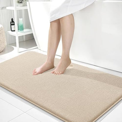 OLANLY Memory Foam Bathroom Runner Rugs 45x27, Absorbent Long Mat, Beige