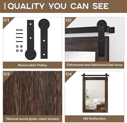 COGOOD Farmhouse Bathroom Mirrors for Over Sink - 38 x 25 Black Brown