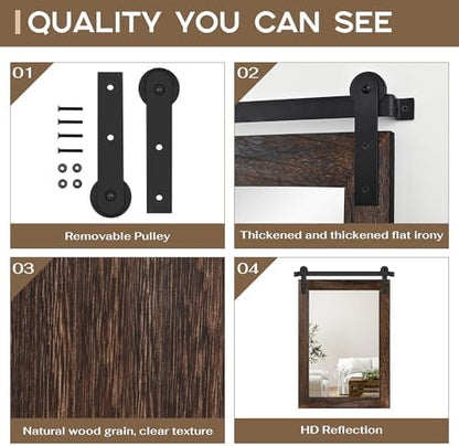 COGOOD Farmhouse Bathroom Mirrors for Over Sink - 38 x 25 Black Brown
