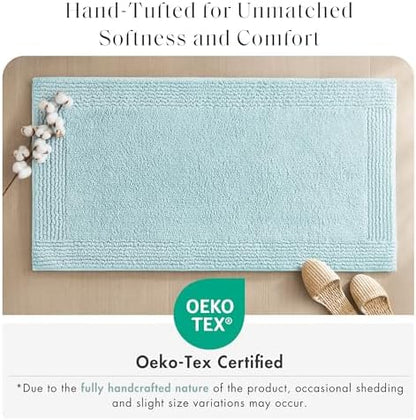 Madison Park Splendor Reversible 100% Cotton Bath Runner, 24 x 72, Blue