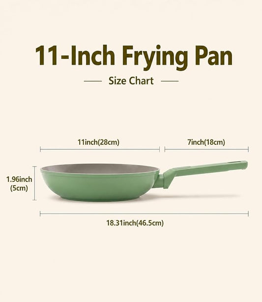 USELUCK Non Stick Frying Pan Skillet,Egg Pan,Green Omelet Pan,PFOA Free,11 Inch Ceramic frying pan,Induction with all cooktops,non-slip grip.