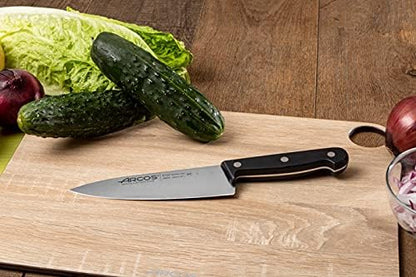 Arcos Chef Knife 6 Inch Stainless Steel. Cooking Knife to Cut and Peel Small Food. Ergonomic Polyoxymethylene Handle and 155mm Blade. Series Universal. Color Black